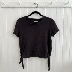 Madewell texture & thread modern side-tie top in charcoal black Size Small